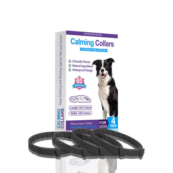 Calming Collars Dogs Adjustable Black 4 Pack Natural Stress Relief